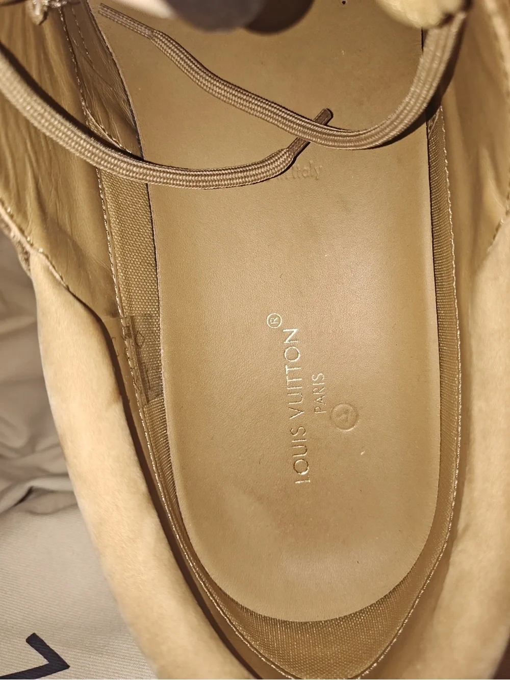 Louis Vuitton Tan Monogram Suede Men’s Boat Shoe